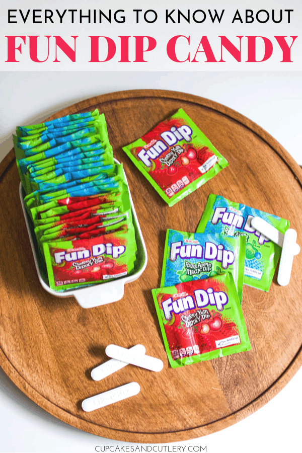 a bunch of fun dip packets on a tray on a table.