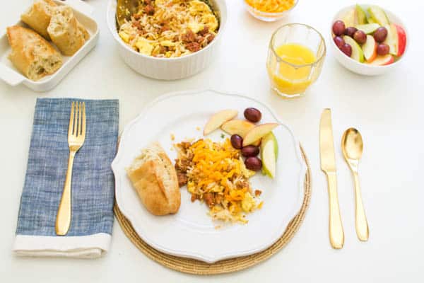 Vegetarian Hashbrown and veggie Sausage breakfast hash on a plate 