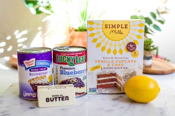 ingredients for gluten free blueberry dump cake