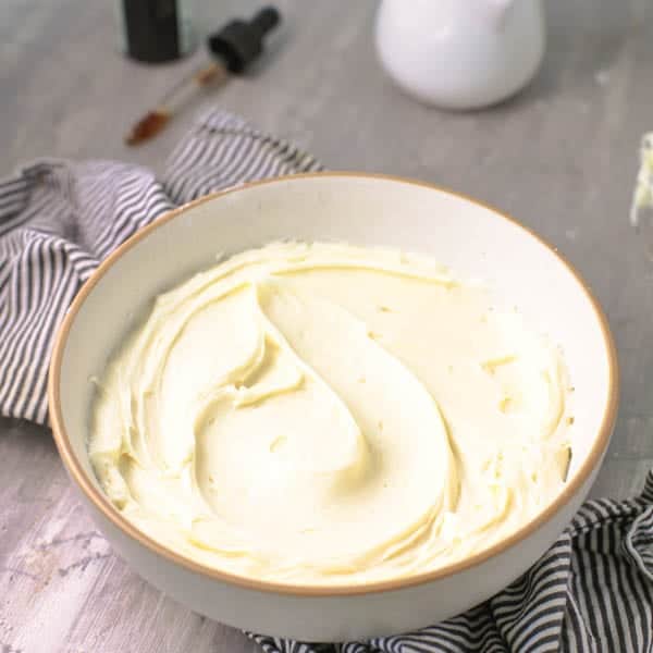 vanilla buttercream in a bowl