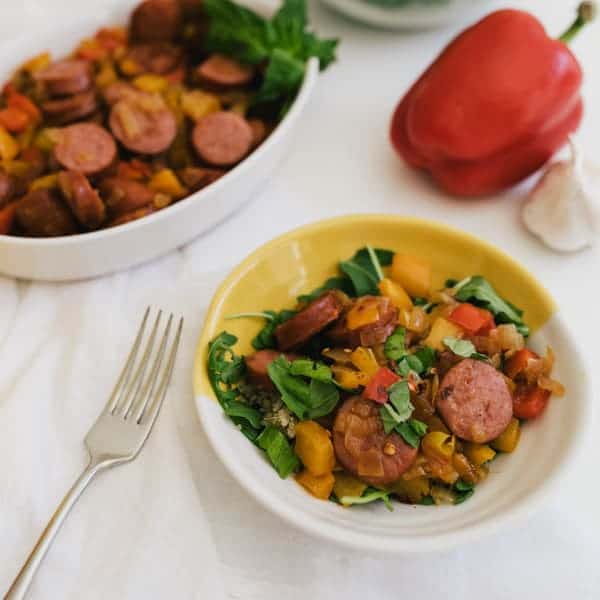 Quinoa Bowl with Sausage and Peppers