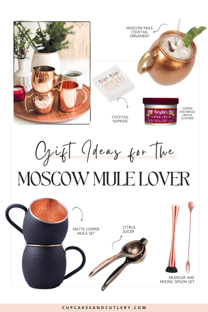 Collage of gift ideas for Moscow Mule lovers.