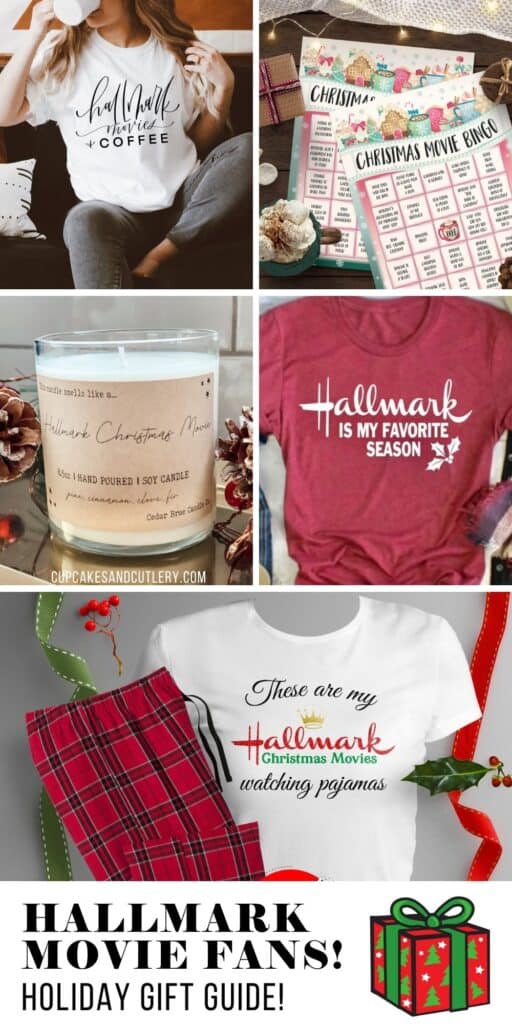 Collage of Hallmark gift ideas to give at Christmas.