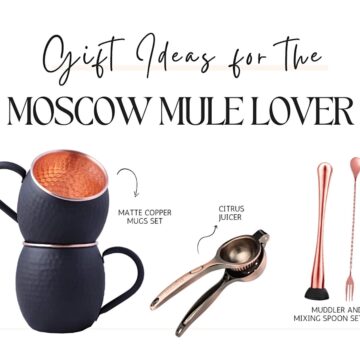 Collage of a few gift ideas for Moscow Mule Lovers.
