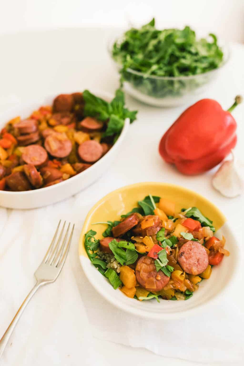 Easy Quinoa and Sausage Bowl Recipe with Peppers