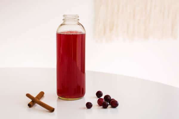 Easy spiced cranberry juice for holiday cocktails.