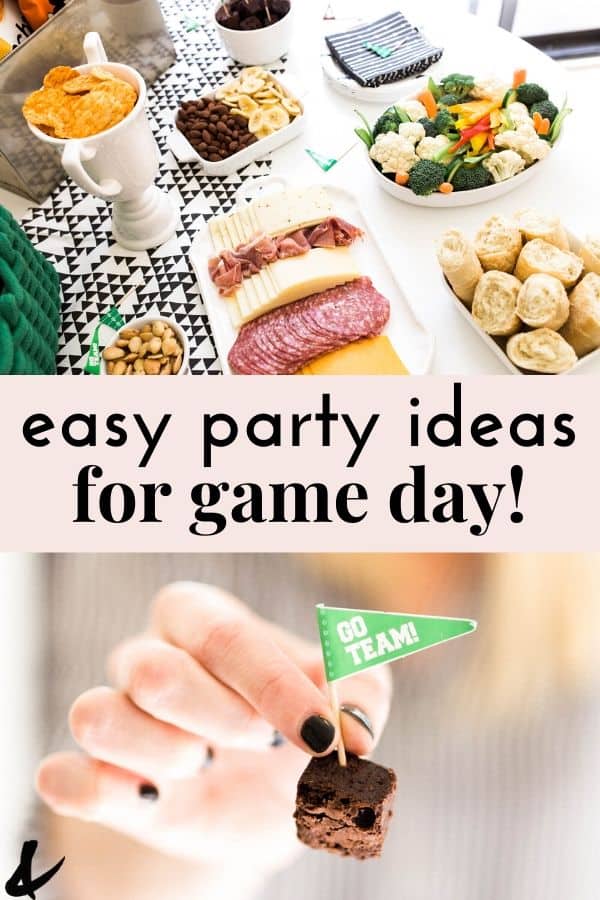 collage of game day party images