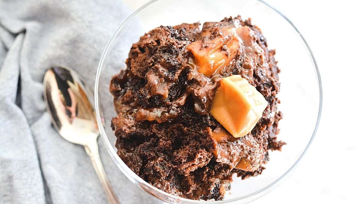 Gooey Chocolate Caramel Dump Cake Recipe Cupcakes and Cutlery