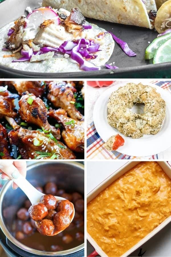 Instant pot game day recipes in a collage.