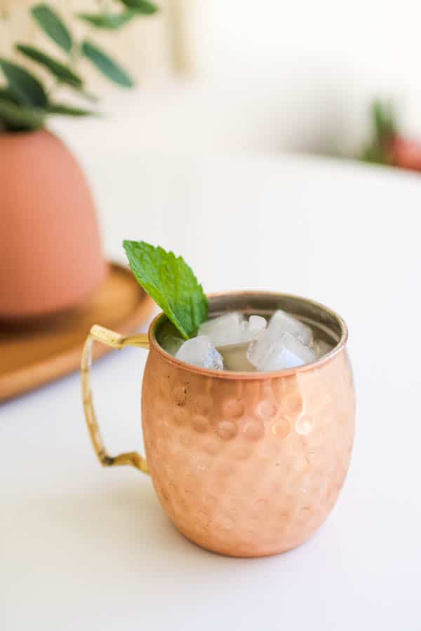 Pineapple Moscow Mule in a copper mug.
