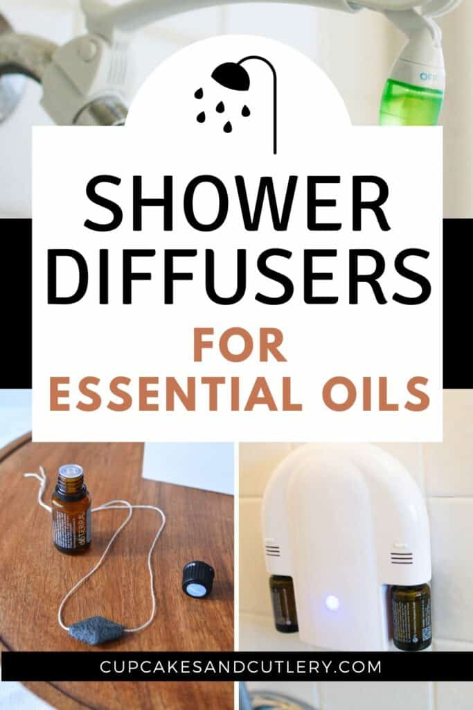 Collage of shower diffusers with text overlay.