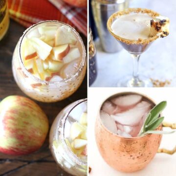 Collage of winter vodka cocktails to try.