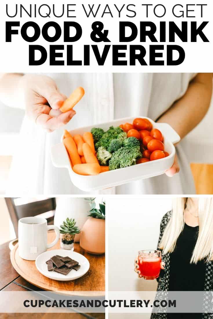Collage of images of a variety of food with text overlay.