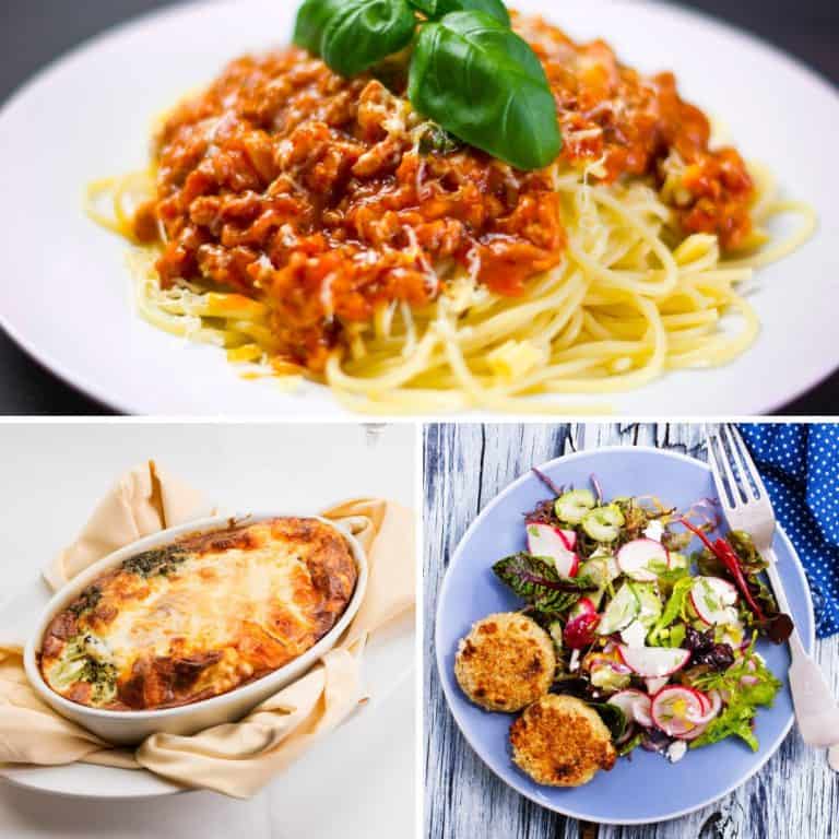 3 plates of dinner recipes that you can make with pantry ingredients.