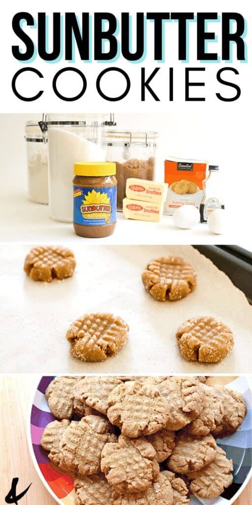 Sunbutter cookies recipe collage.