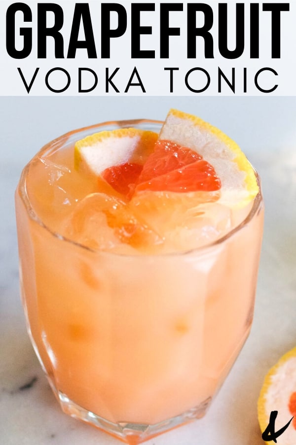 Grapefruit cocktail with text overlay. 