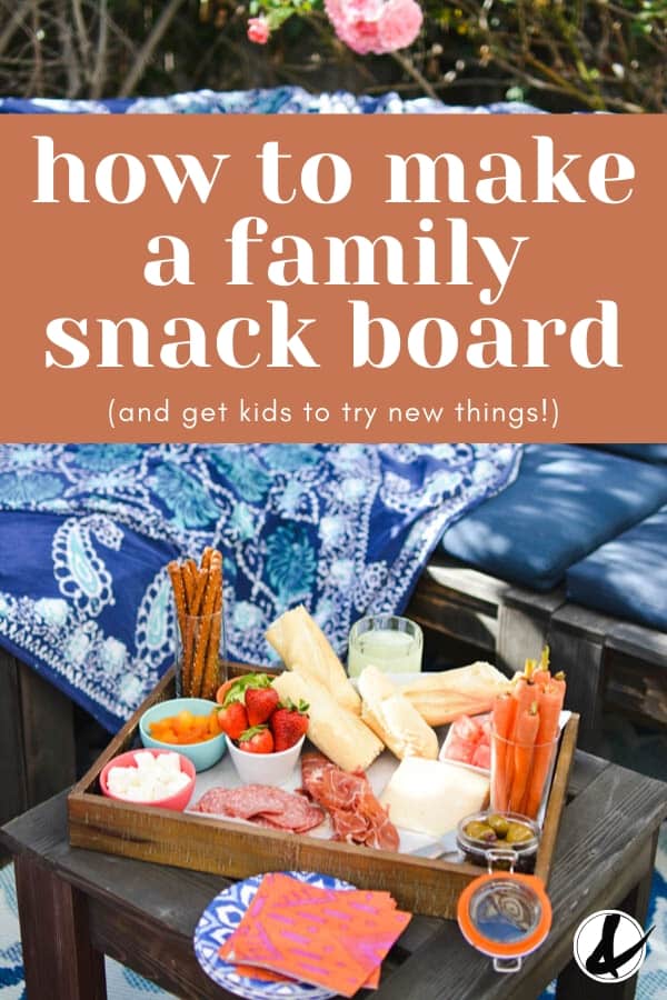 A grazing board in front of patio furniture