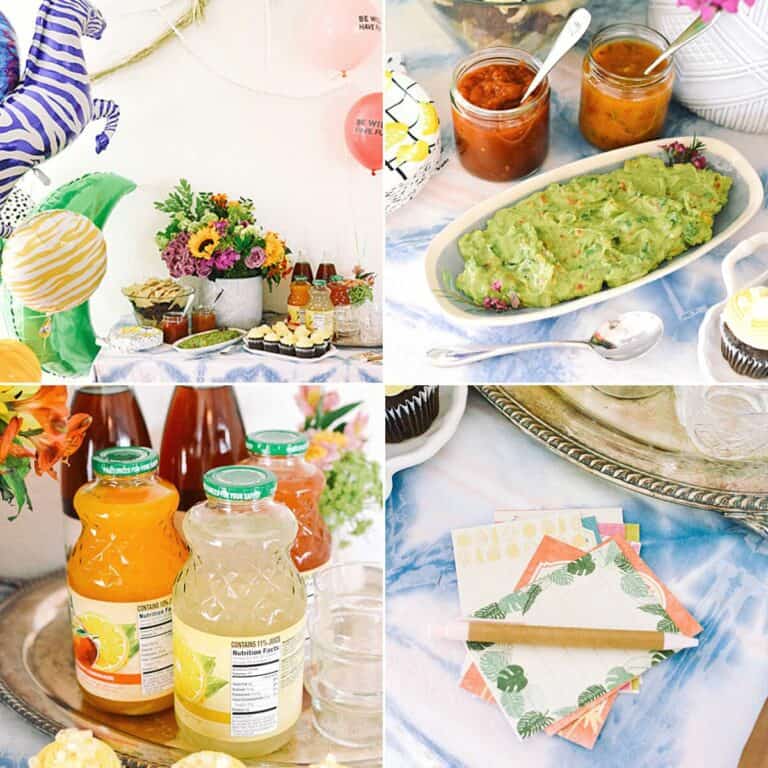 Collage of graduation party ideas.