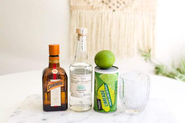 Ingredients to make limeade margaritas.