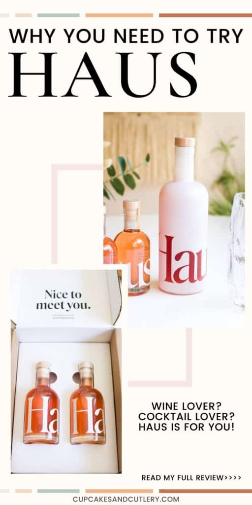 Collage of images showing Haus products and shipping box.