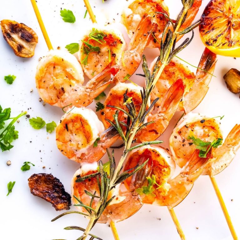 Garlic Shrimp on Grill Recipe with White Wine Spritz