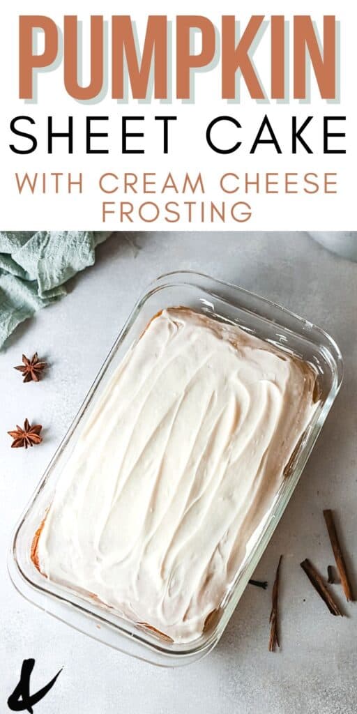 Pumpkin sheet cake with cream cheese frosting.