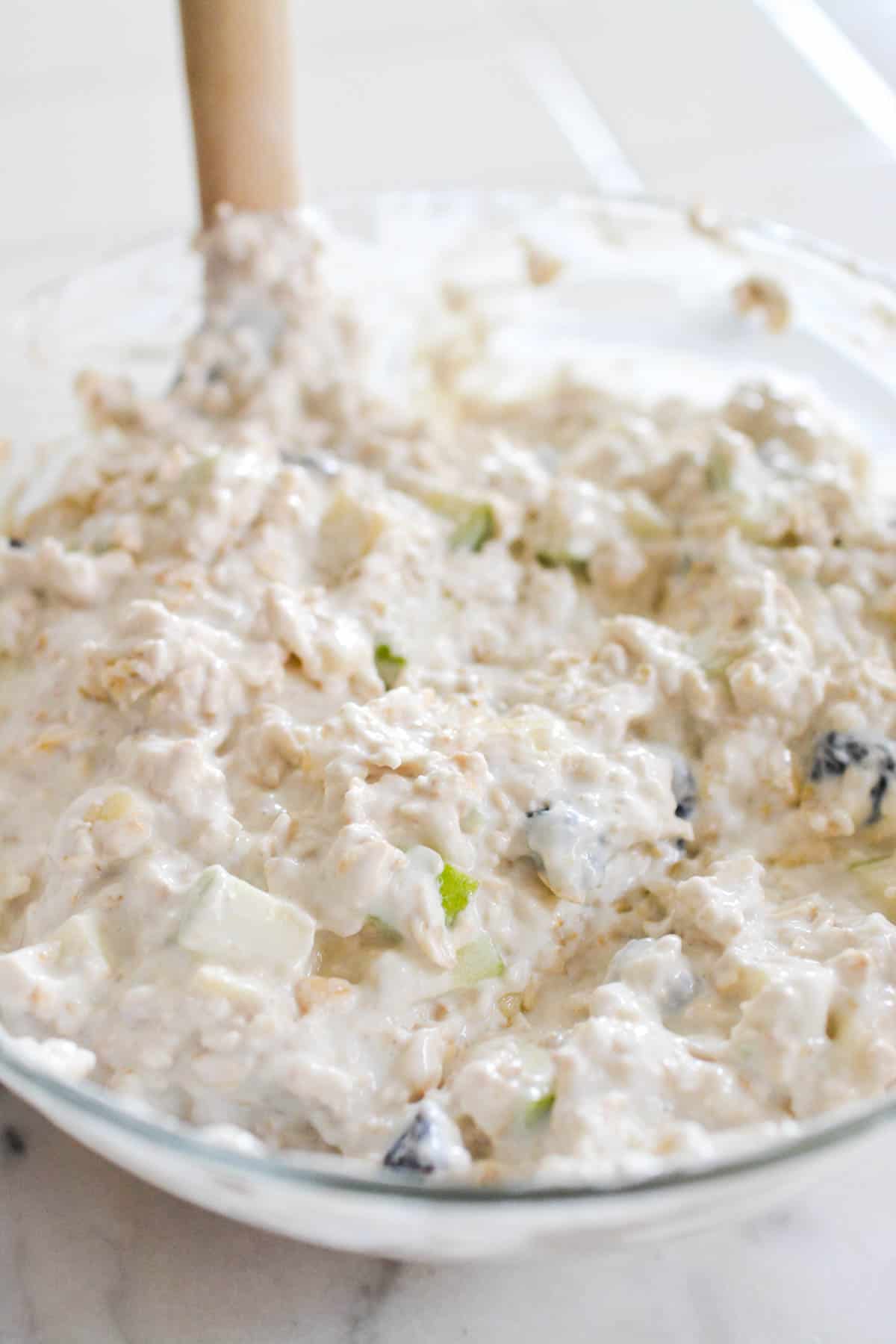 Close up of a batch of Swiss Oats with fruit.