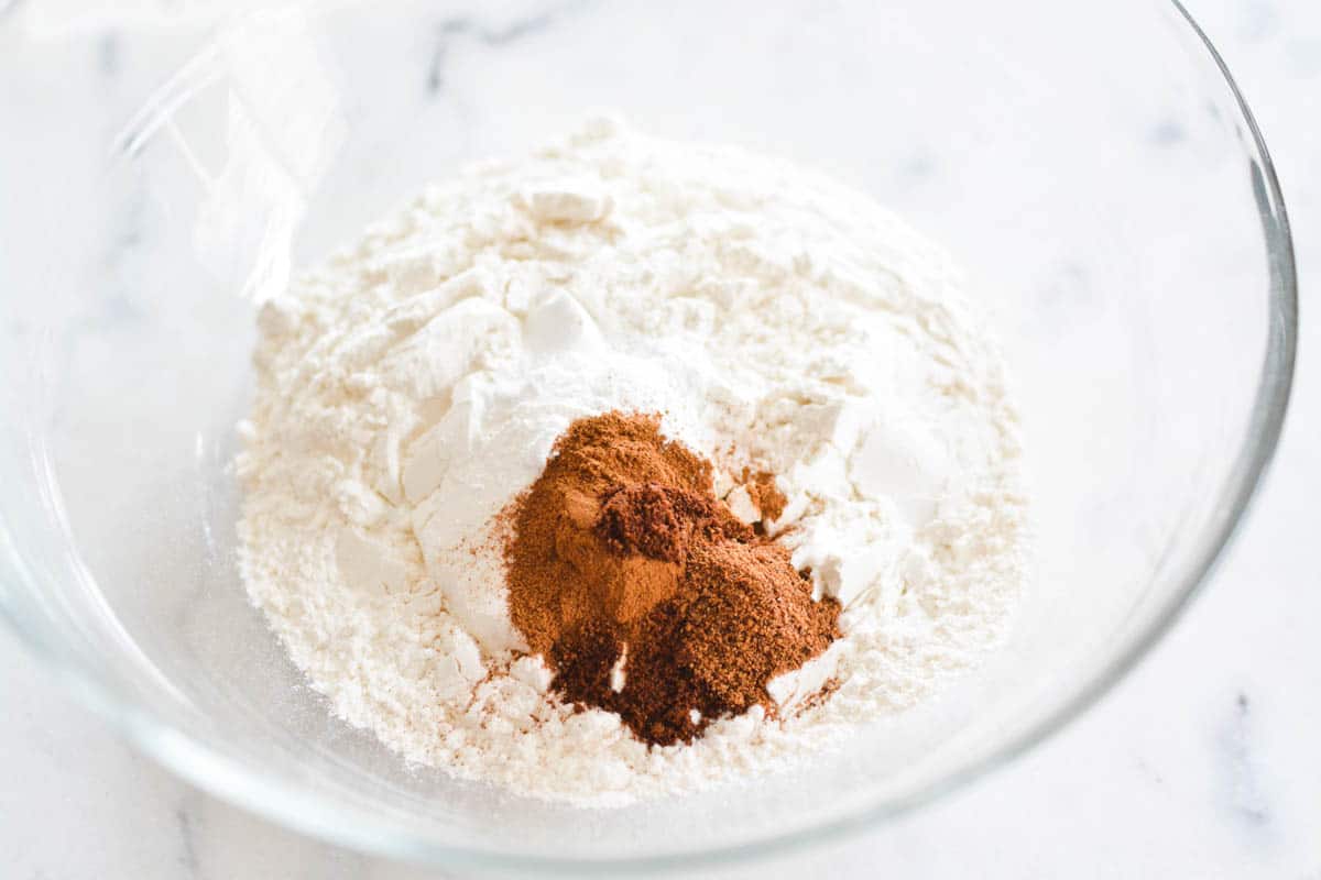 Mixing bowl with flour and spices.