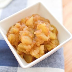 Close up of homemade applesauce that was made in the microwave.