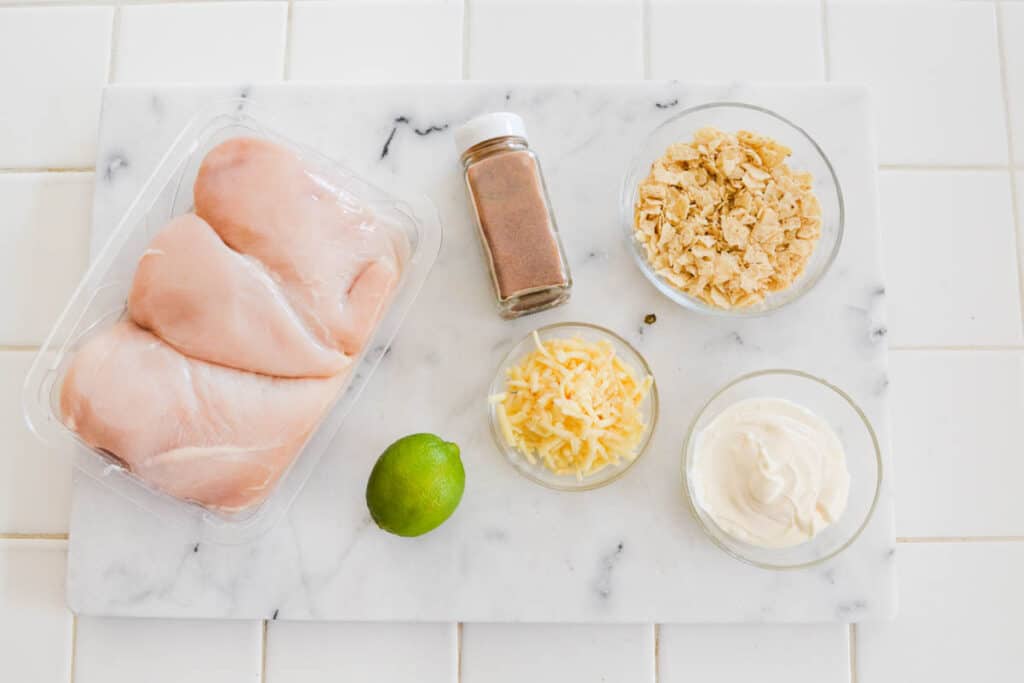 Ingredients to make mayo chicken.