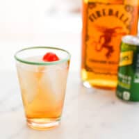 Close up of a Fireball Cinnamon Whiskey cocktail.