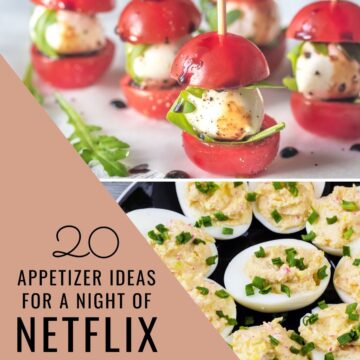 Collage of appetizers with a text overlay.