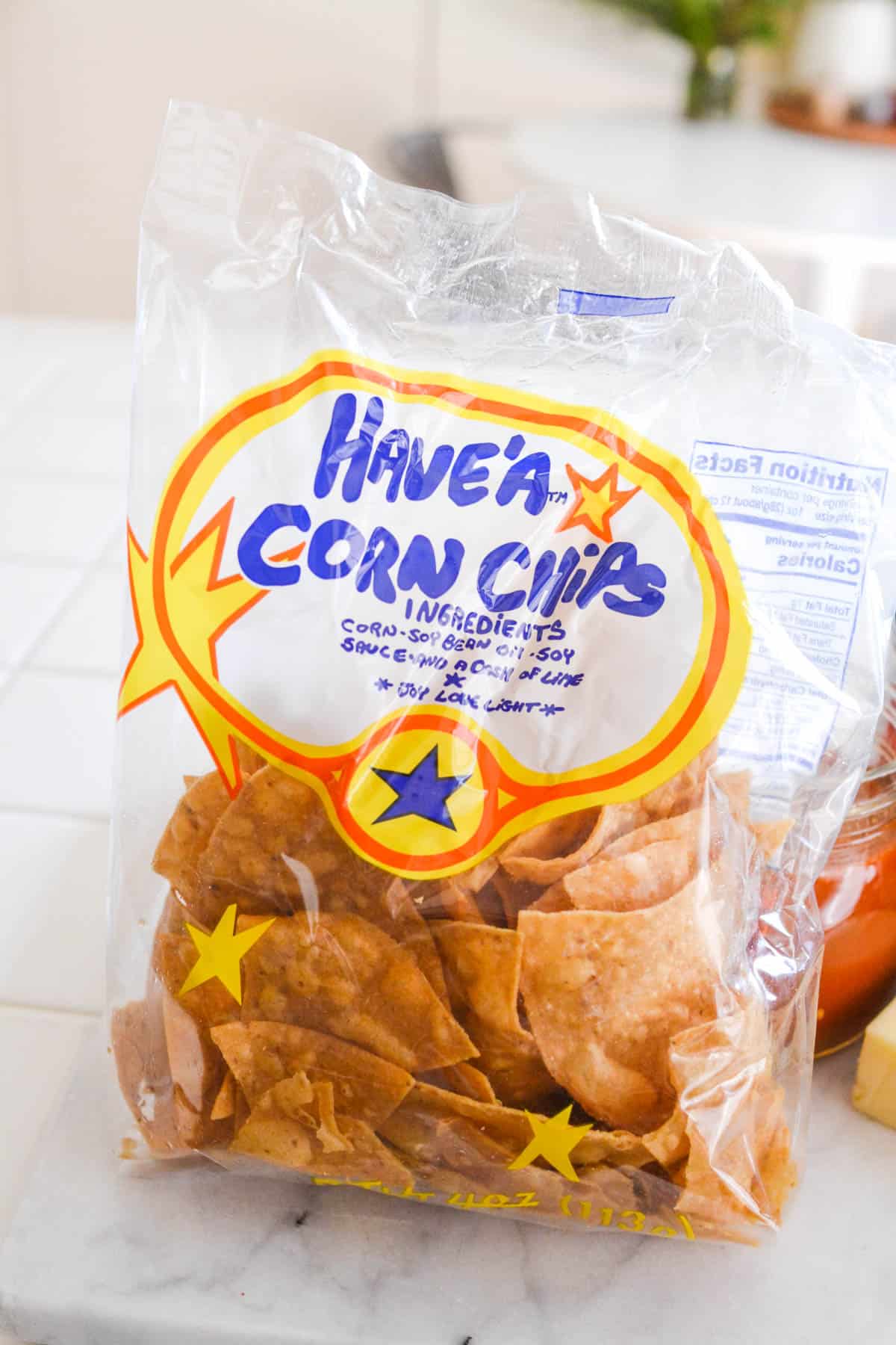 Bag of Have'a corn chips.