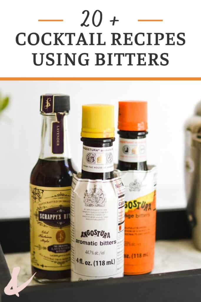 close up of different types of bitters on a tray