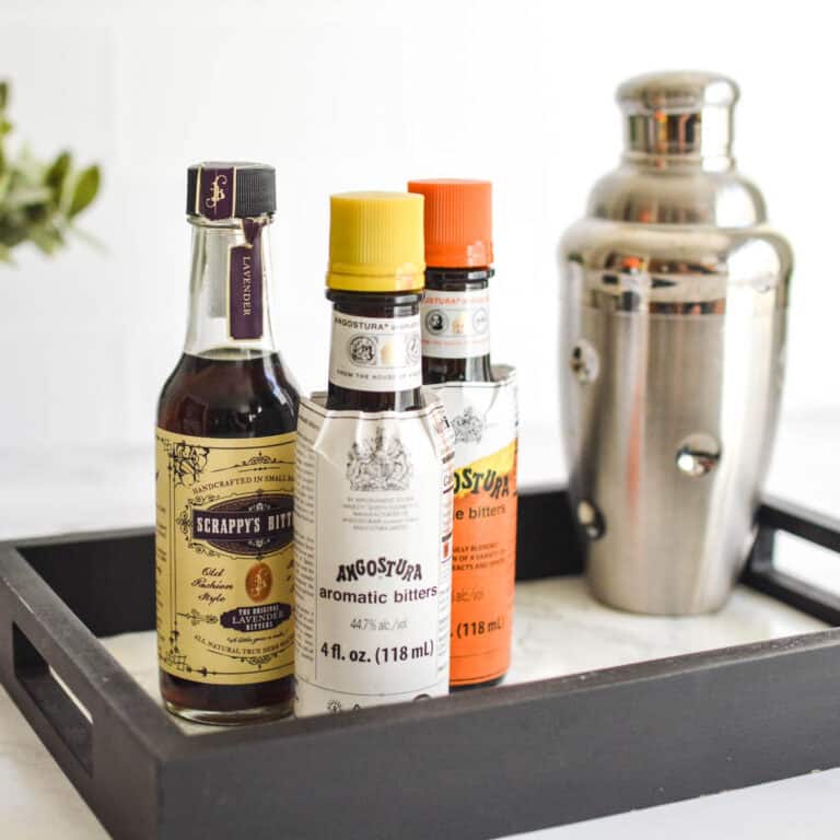 Close up of bottles of bitters