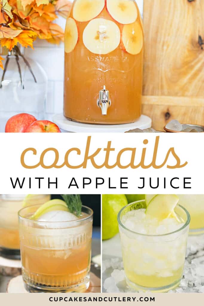 Photos of apple juice cocktails with text.