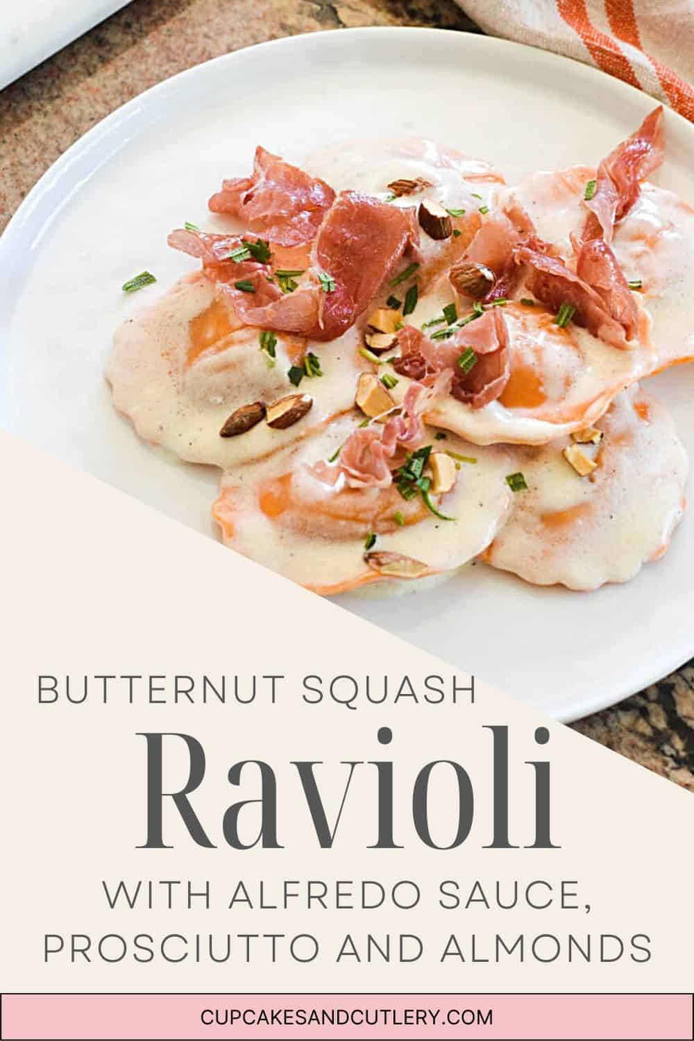 Butternut Squash Ravioli with Alfredo Cupcakes and Cutlery