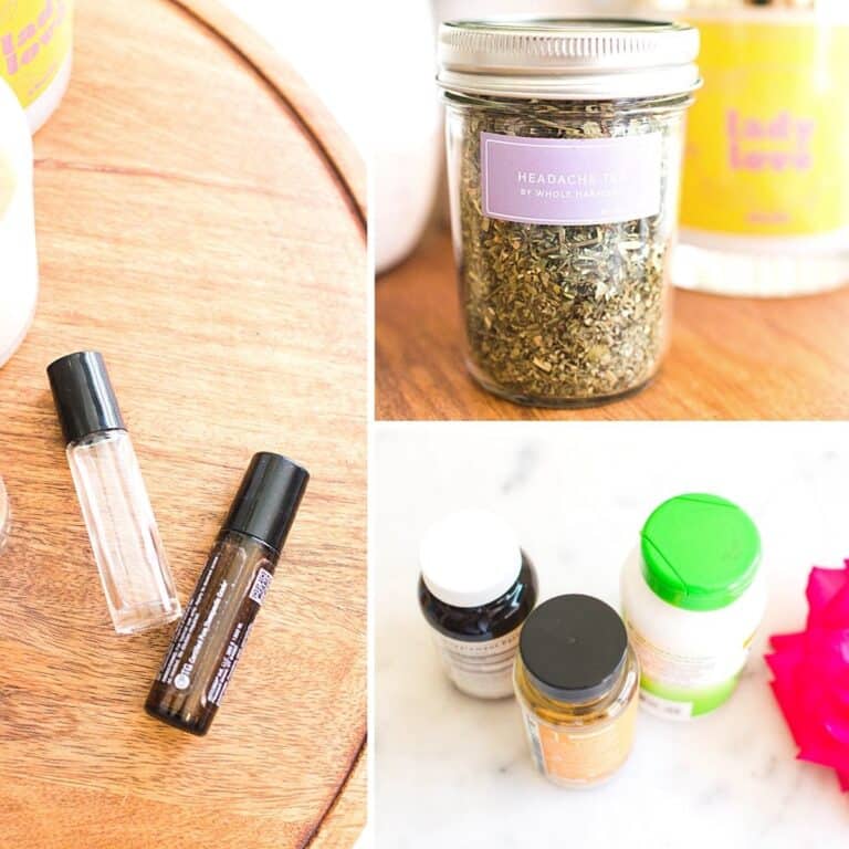 Close up view of home headache remedies.