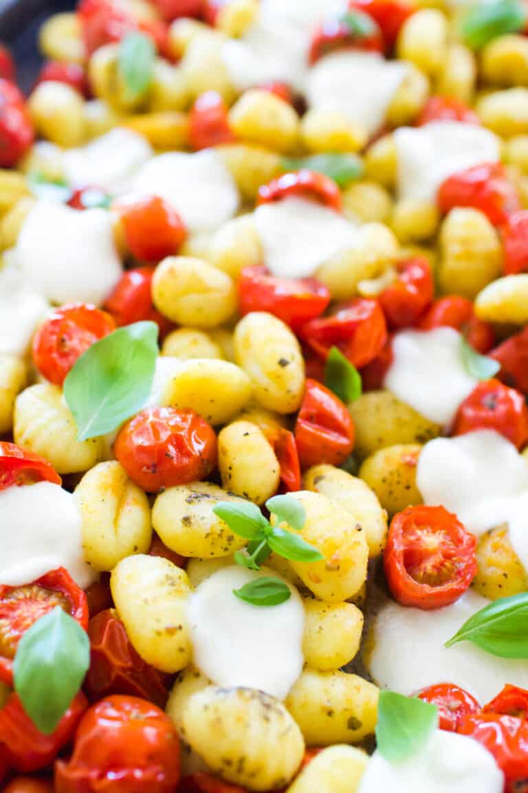 Easy Caprese Gnocchi Bake Recipe {On a Sheet Pan} Cupcakes and Cutlery