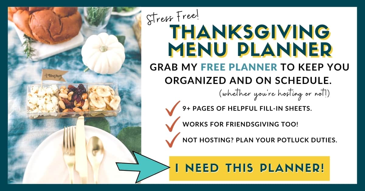 A party table with text next to it to get email sign ups for a Thanksgiving Planner.