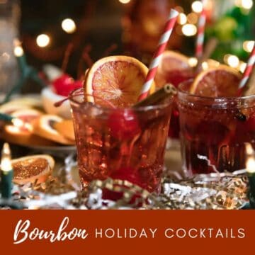 A holiday drink made with bourbon and text.
