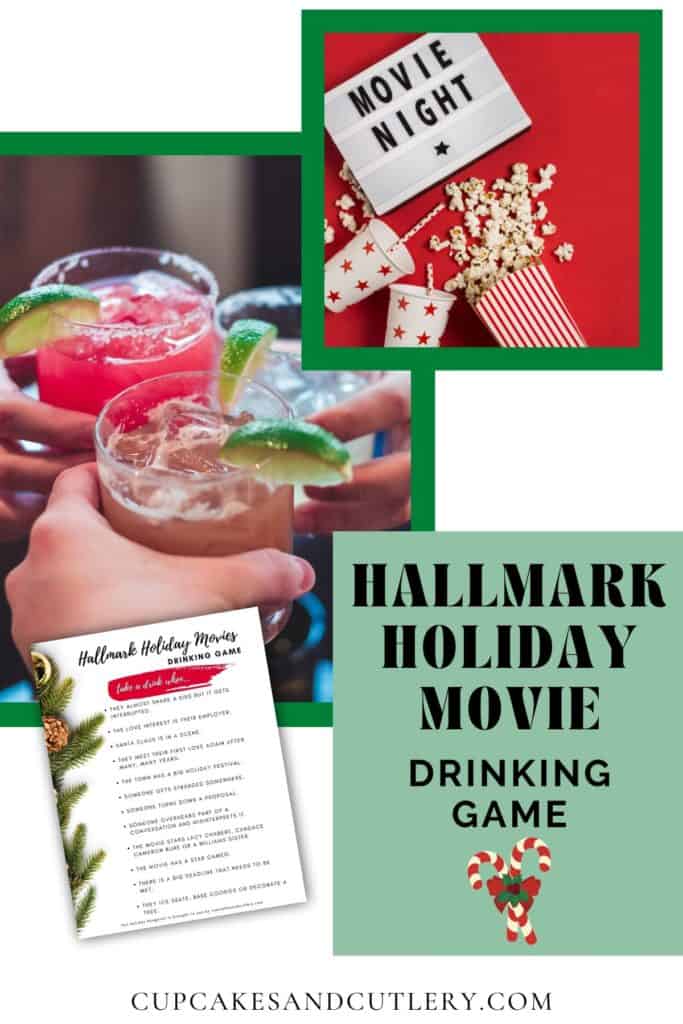 Collage of images for a drinking game based on Hallmark Christmas Movies.