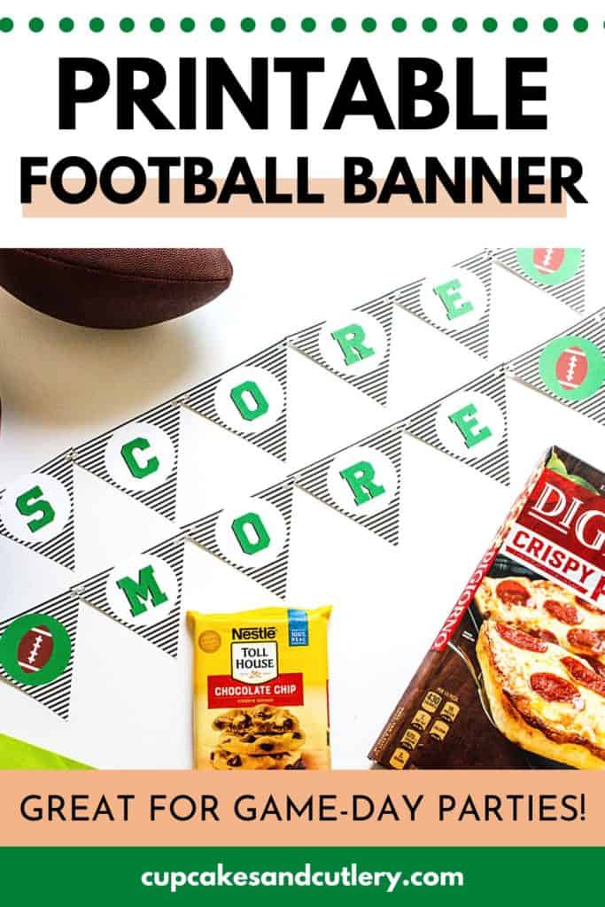 Text - Printable football banner with a green and black banner that says "score more".
