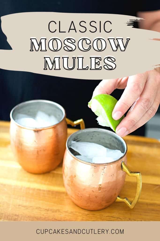 Woman squeezing a lime into a copper mug to make a classic Moscow Mule.