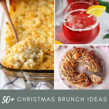 Collage of easy recipes for christmas brunch.