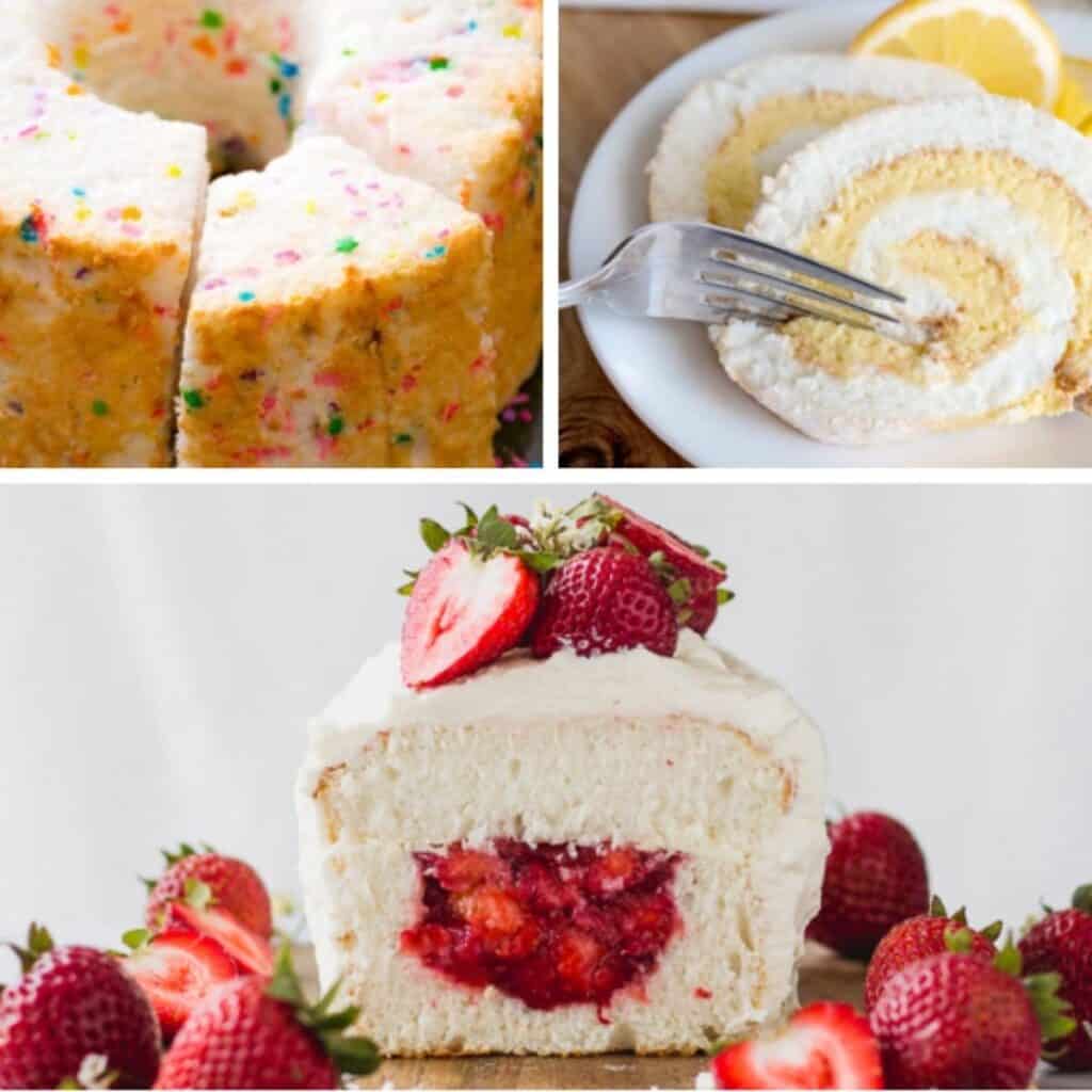 Angel Food Cake Desserts in a collage.