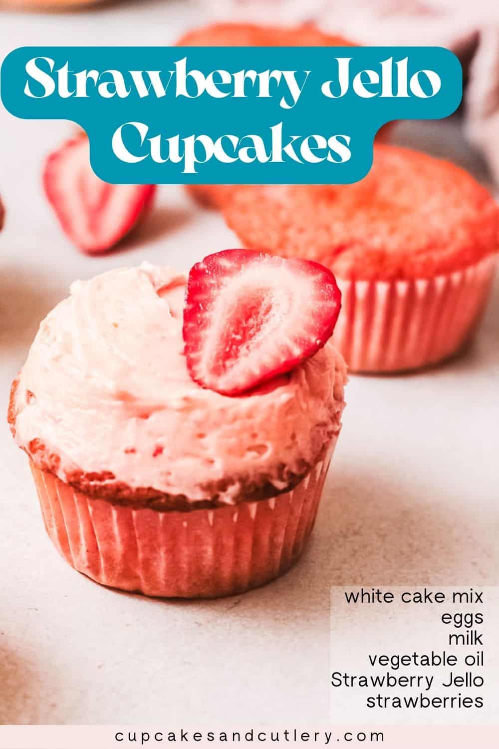 Strawberry Jello Cupcakes with Cake Mix Recipe Cupcakes and Cutlery