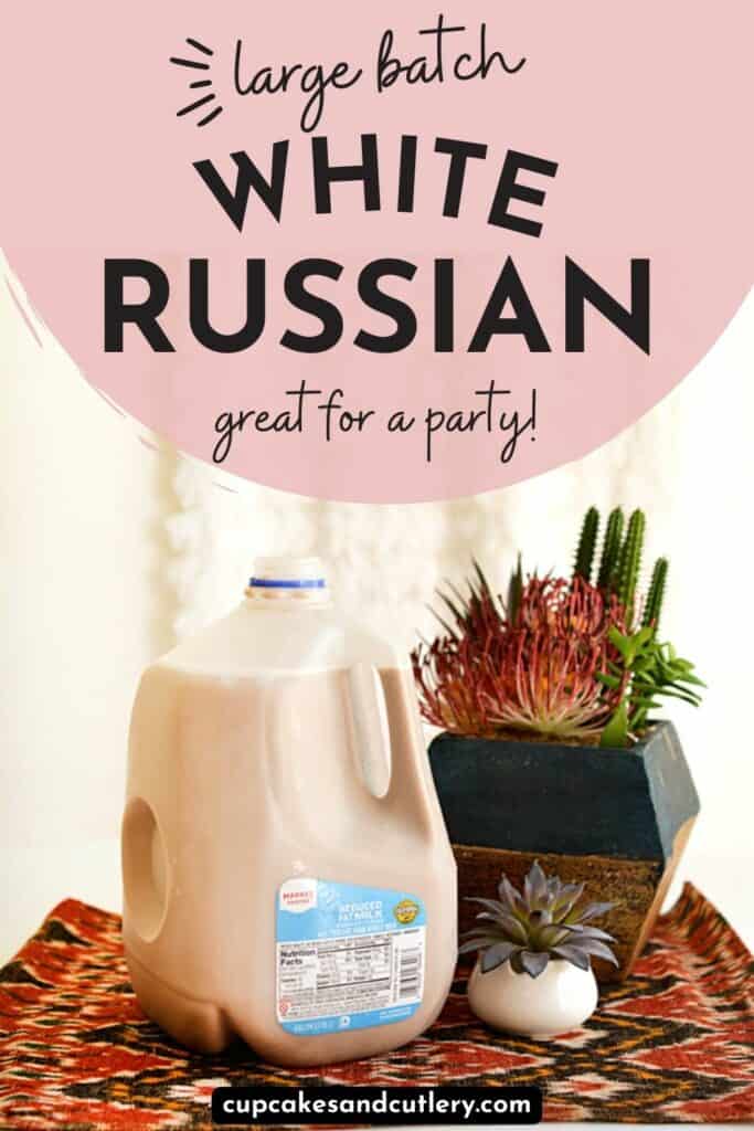 Large batch white Russian in a milk carton.