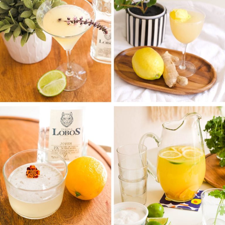 Tequila Cocktails in a square collage.