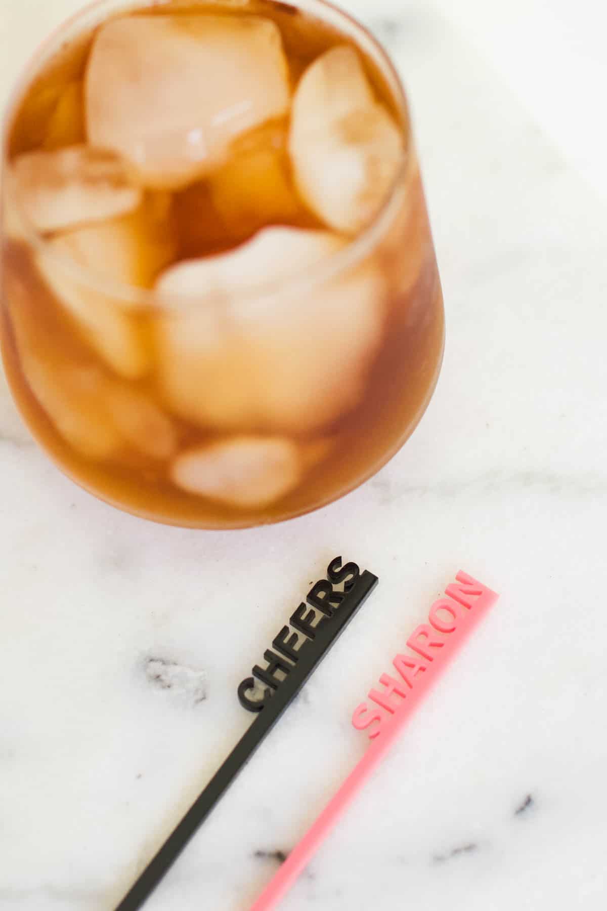Custom drink stirrers for cocktails and drinks.